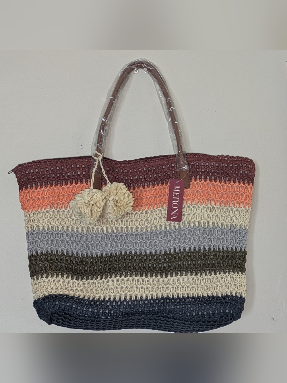 😍SALE😍Merona Multicolor Striped Crochet Tote Bag